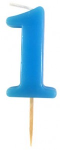 1 Candle - Number 1 - Blue